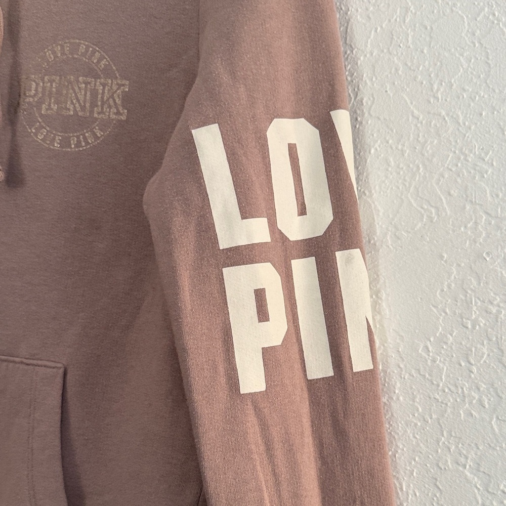 Victoria’s Secret Pink Dusty Rose Zip Hoodie Love Pink Logo Women’s Size Small - Picture 5 of 10